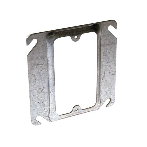 Device Cover, 4 in L, 4 in W, Square, Galvanized Steel, Gray