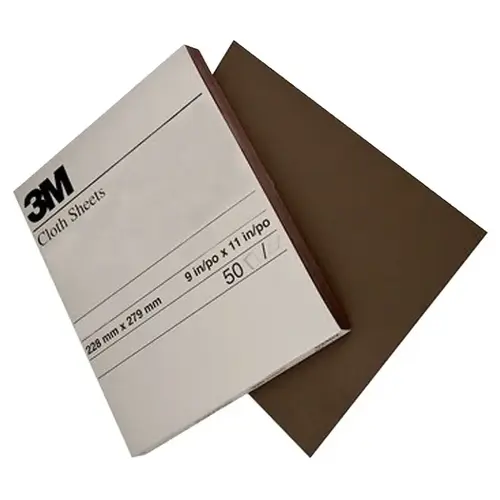 Sandpaper Sheet, 11 in L, 9 in W, Medium, Aluminum Oxide Abrasive, Cloth Backing Black