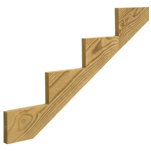 UFP RETAIL, LLC 279713 Stair Stringer, 47.71 in L, 11-1/4 in W, 4-Step, Wood, Yellow, Treated