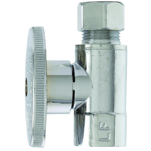 Shut-Off Valve, 3/8 x 3/8 in Connection, FIP x Compression, Brass Body Chrome