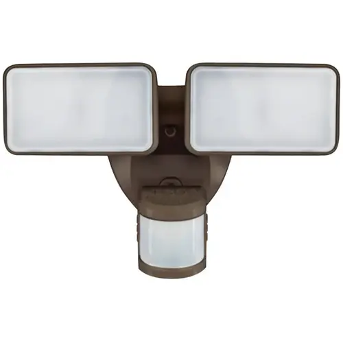 Motion Activated Security Light, 120 V, 2-Lamp, LED Lamp, 2000 Lumens Bronze