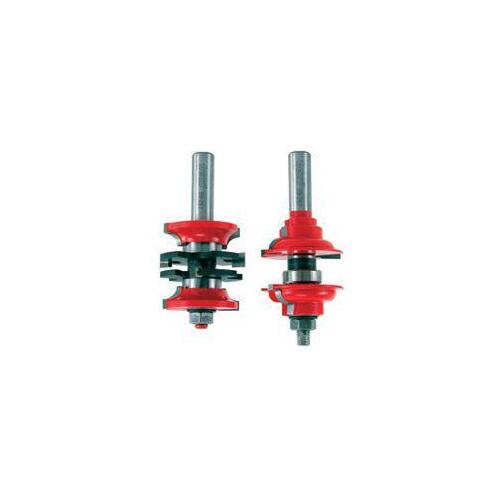 Router Bit Set, 4-1/8 in OAL, 1/2 in Dia Shank, 2-Cutter, Carbide Red