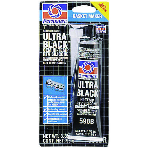 PERMATEX 82180 Ultra Black Gasket Maker, 3.35 oz Tube, Paste, Mild