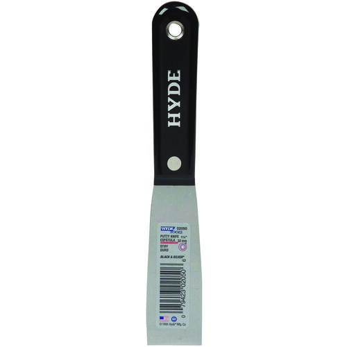 Hyde 02050-XCP5 Black & Silver Putty Knife, 1-1/4 in W Blade, HCS Blade, Nylon Handle - pack of 5