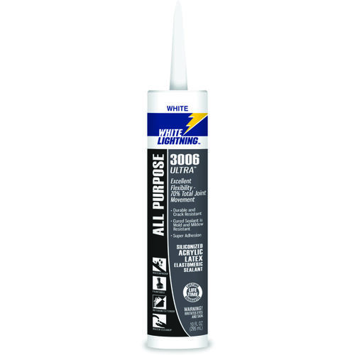 3006 ULTRA Siliconized Acrylic Latex Sealant, White, 5 to 7 days Curing, -30 to 180 deg F
