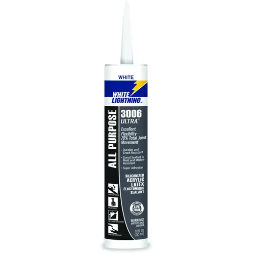 3006 ULTRA Siliconized Acrylic Latex Sealant, White, 5 to 7 days Curing, -30 to 180 deg F