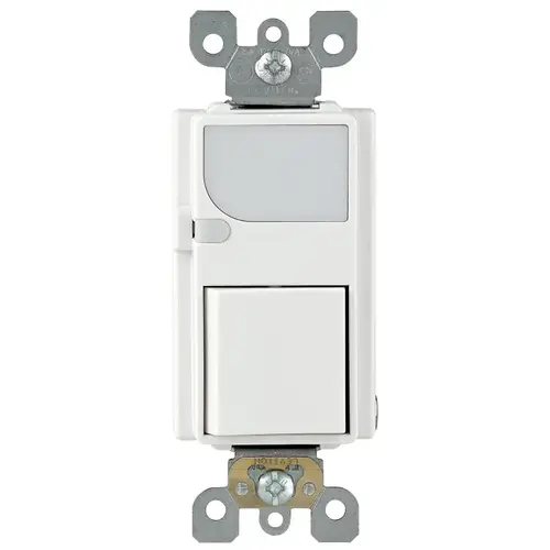 6526-W Combination Switch, 15 A, 120 VAC, Back Wire, Side Wire Terminal, White