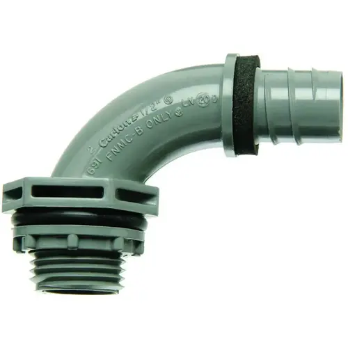Liquidtight Conduit Elbow, 90 deg Angle Threaded, PVC, Gray