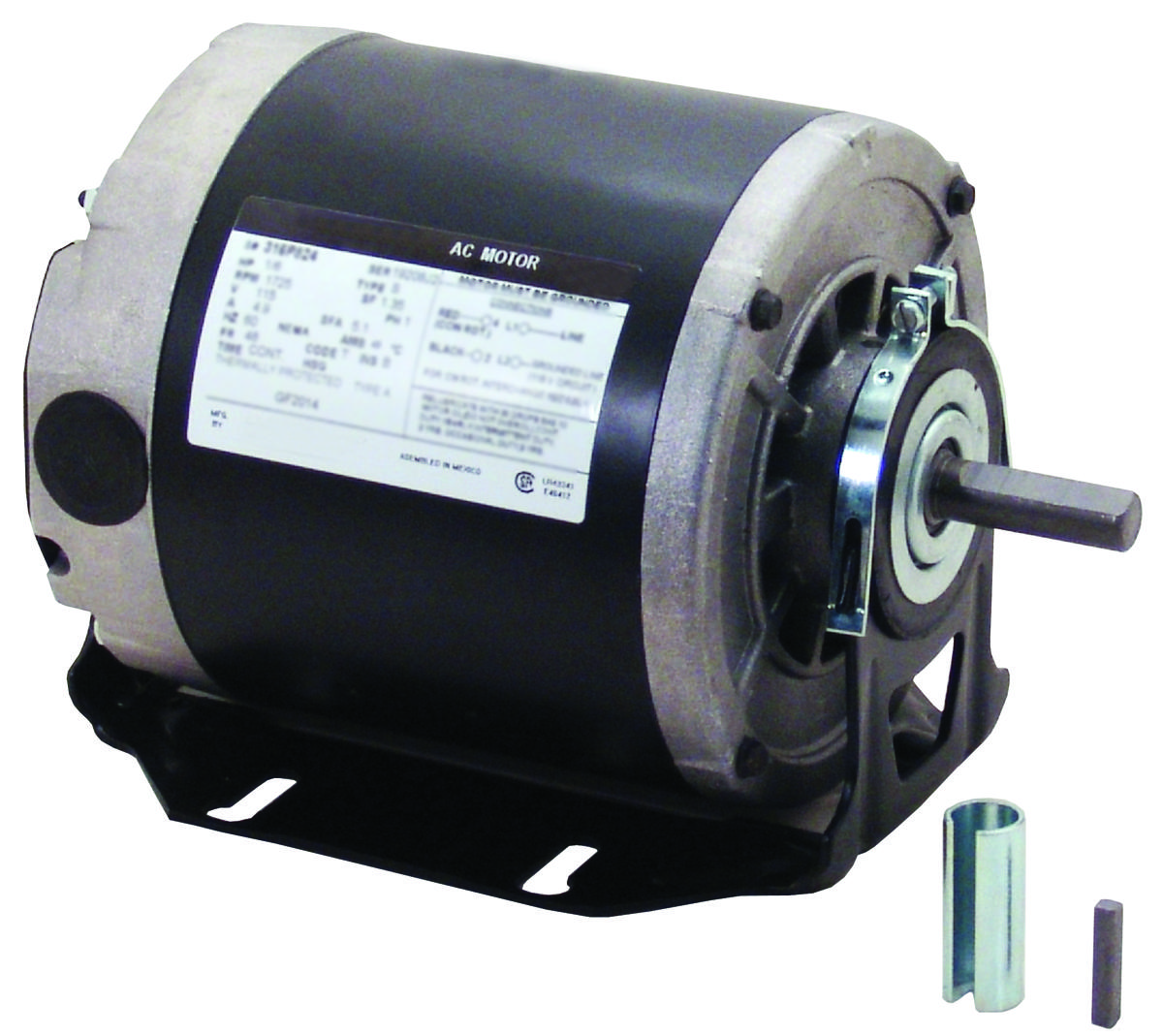 Century GF2054 Electric Motor, 0.5 hp, 1-Phase, 115 V, 1/2 in Dia x 1-1/2 in L Shaft, Sleeve Bearing Gray