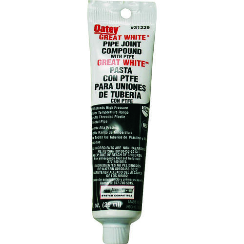 Oatey 31229 Great White Pipe Joint Compound, 1 oz Tube, Liquid, Paste, White