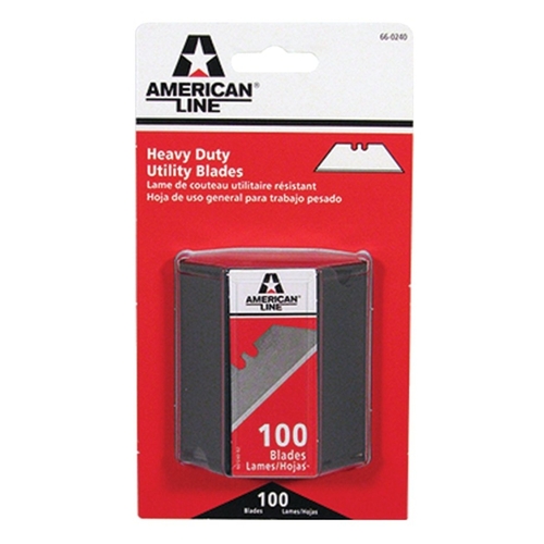 Utility Blade, 2.452 in L, Carbon/Plastic, 2-Facet Edge - pack of 100