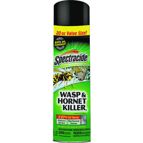 SPECTRACIDE HG-95715-3 Wasp and Hornet Killer, Liquid, Spray Application, 20 oz Aerosol Can Light Yellow/Water White