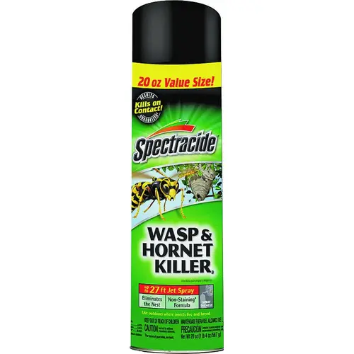 SPECTRACIDE HG-95715-3 Wasp and Hornet Killer, Liquid, Spray Application, 20 oz Aerosol Can Light Yellow/Water White