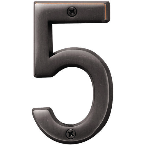 Prestige Series House Number, Character: 5, 4 in H Character, Bronze Character, Solid Brass - pack of 3