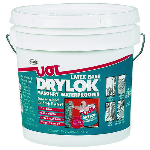 Masonry Waterproofer, White, Liquid, 2 gal Pail