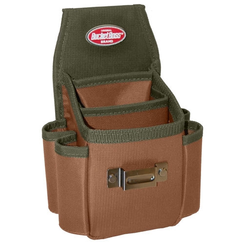 Utility Plus Pouch, 3-Pocket, Poly Ripstop Fabric, Brown/Green, 6-1/2 in W, 9-1/5 in H, 4 in D