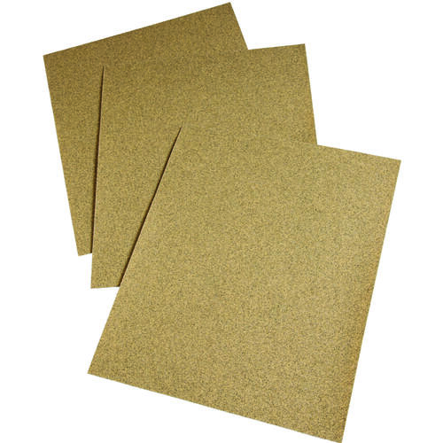 Sandpaper Sheet, 11 in L, 9 in W, Coarse, 40 Grit, Aluminum Oxide Abrasive, Paper Backing Gold - pack of 50