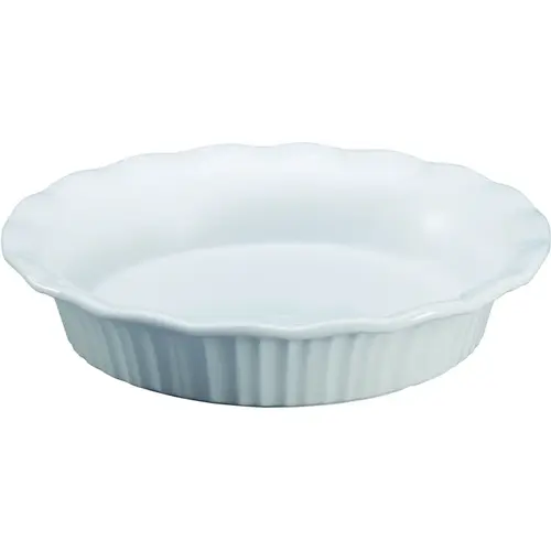 Pie Plate, Ceramic, French White, Dishwasher Safe: Yes