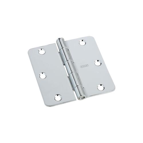 Door Hinge, 3-1/2 in H Frame Leaf, Steel, Polished Chrome, Non-Rising, Removable Pin, 50 lb