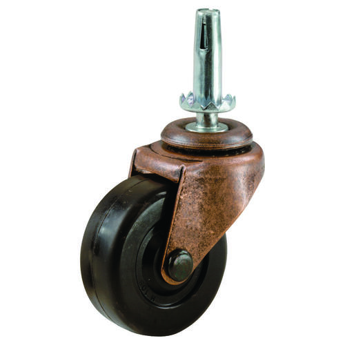 Swivel Caster, 2 in Dia Wheel, Rubber Wheel, Black, 80 lb - Pair