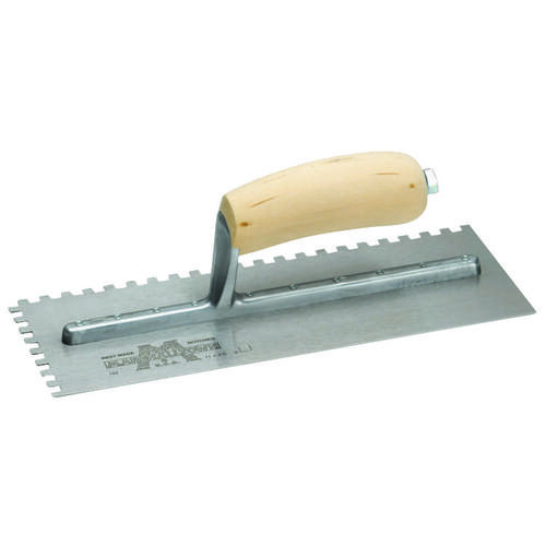Marshalltown 15708 Trowel, 11 in L, 4-1/2 in W, Square Notch, Curved Handle