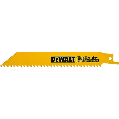 Reciprocating Saw Blade, 3/4 in W, 6 in L, 6 TPI Yellow - pack of 5