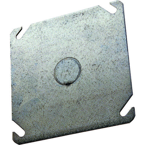 4BCK Cover Plate, 4 in L, 4 in W, Square, Steel, Gray, Galvanized