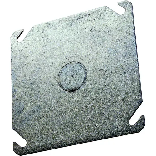 4BCK Cover Plate, 4 in L, 4 in W, Square, Steel, Gray, Galvanized