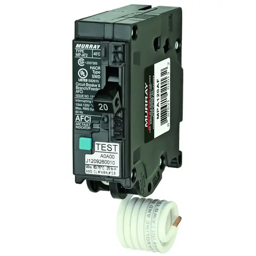 Siemens MPA120AFC Circuit Breaker, AFCI, Combination, 20 A, 1 -Pole, 120 V, Common Trip, Plug Mounting