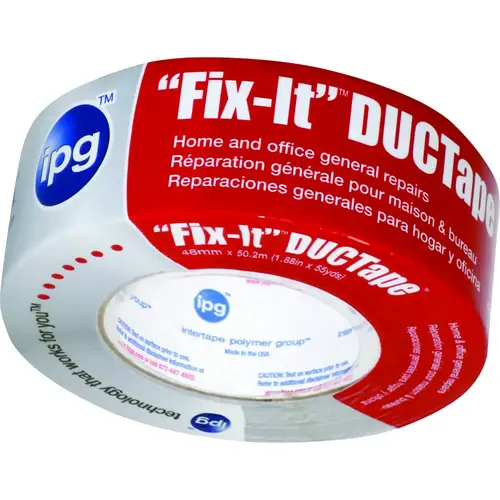 Duct Tape, 45 yd L, 1.88 in W, Poly-Coated Cloth Backing, Silver