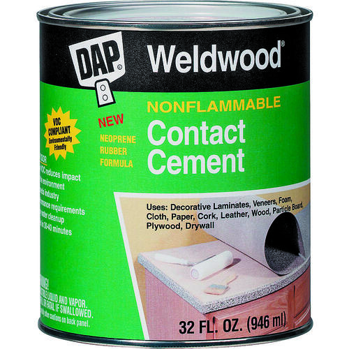 Weldwood 25332 Contact Cement, Liquid, Slight, White, 1 qt Can