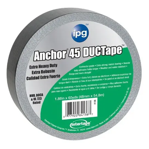 Duct Tape, 60 yd L, 1.88 in W, Polyethylene-Coated Cloth Backing, Silver