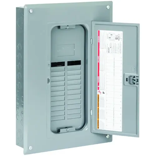 QO Load Center, 125 A, 24 -Space, 24 -Circuit, NEMA 1 Enclosure, Plug Mounting, Gray