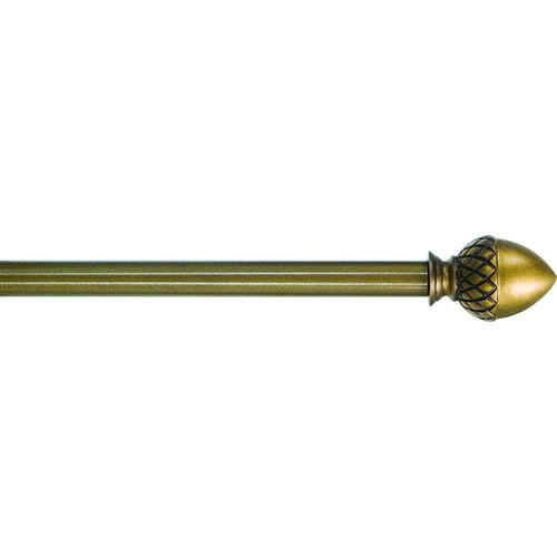 Finial Rod, 1/2 in Dia, 28 to 48 in L, Plastic, Antique Brass