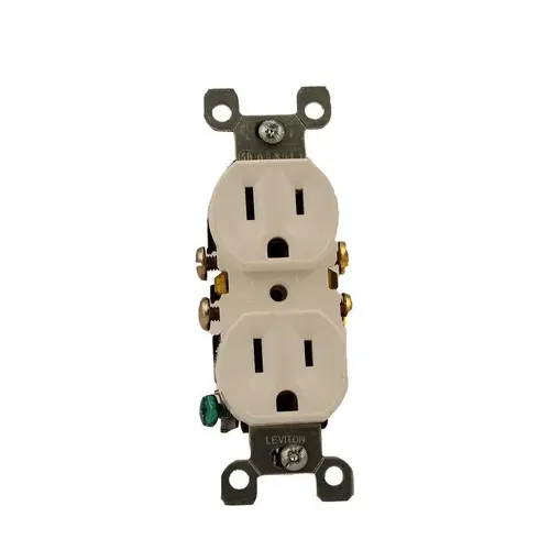 Duplex Receptacle, 2 -Pole, 15 A, 125 V, Push-In, Side Wiring, NEMA: 5-15R, White - pack of 10