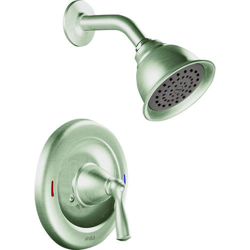 Moen 82912SRN Shower Faucet, 1.75 gpm, 4 in Showerhead, Metal, Brushed Nickel, Lever Handle, 1-Handle