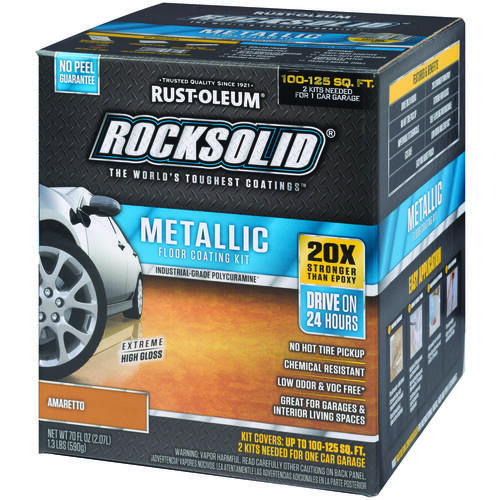 ROCKSOLID Floor Coating Kit, High-Gloss, Amaretto, Particulate Solid, 70 oz