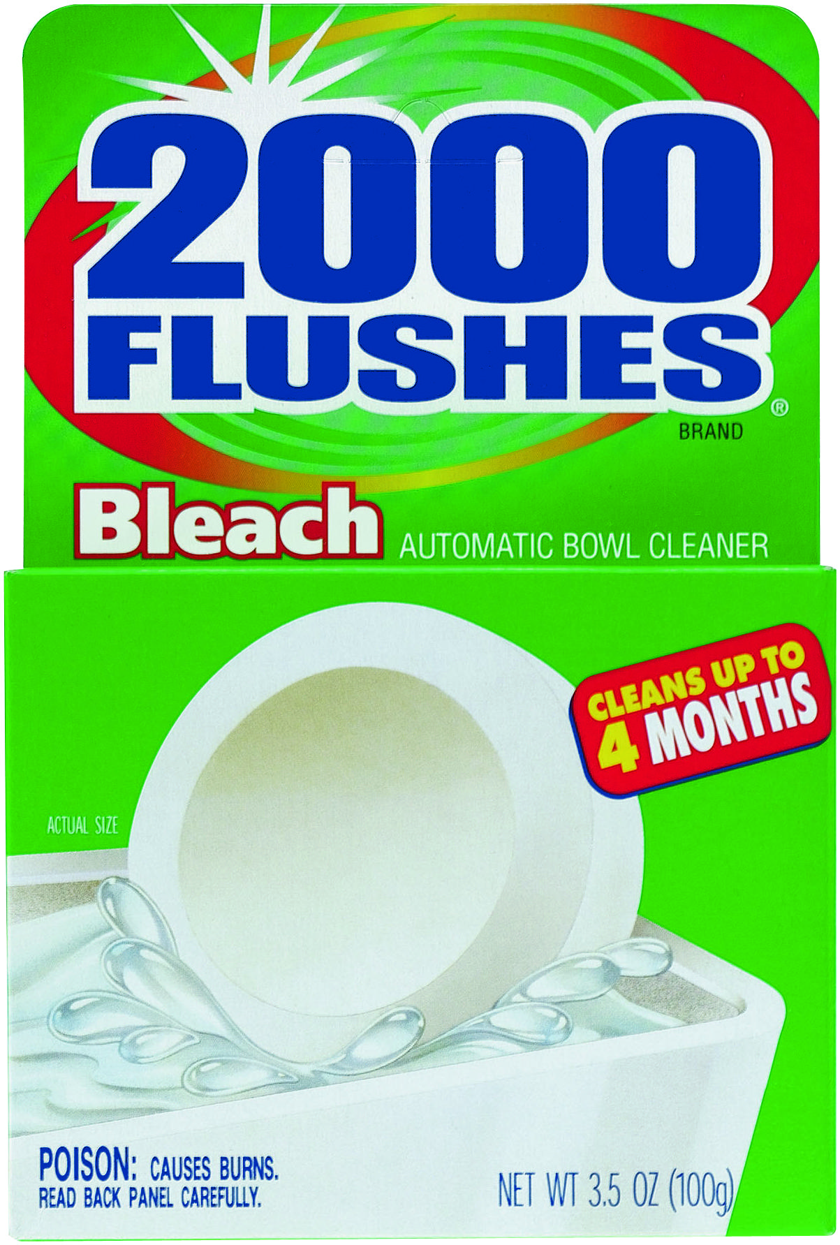 2000 Flushes 290071 Toilet Bleach Tablet, 1.75 oz, Very Slight Pungent, Off-White