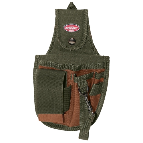 Bucket Boss 54120 Rear Guard Pouch, 5-Pocket, Poly Ripstop Fabric, Brown/Green, 6 in W, 10 in H, 1-1/2 in D