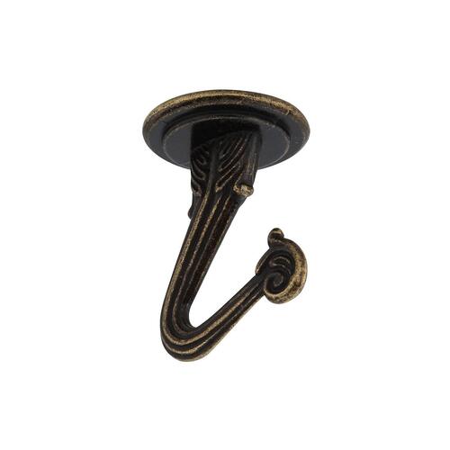 V154 1-1/2" Swag Hook Antique Brass Finish