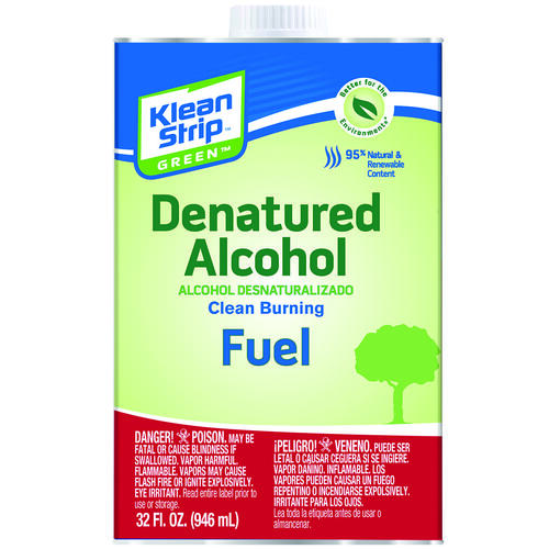 Denatured Alcohol Fuel, Liquid, Clear/Water White, 1 qt - pack of 6