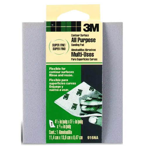 Sanding Sponge, 5-1/2 in L, 4-1/2 in W, 180 Grit, Extra Fine