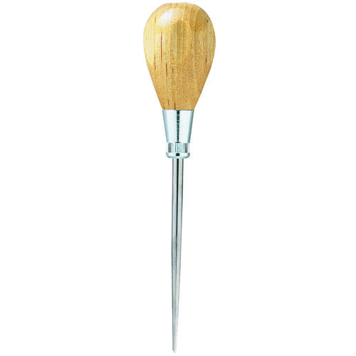 Scratch Awl, 3-1/2 in L Shank, 6-1/2 in OAL, Fluted Handle, Hardwood Handle, Steel Shank