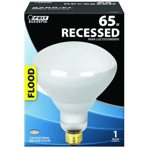 Feit Electric 65BR/FL Incandescent Lamp, 65 W, BR40 Lamp, Medium E26 Lamp Base, 2000 hr Average Life