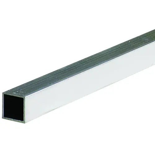 Metal Tube, Square, 96 in L, 1 in W, 1/16 in Wall, Aluminum, Mill Silver