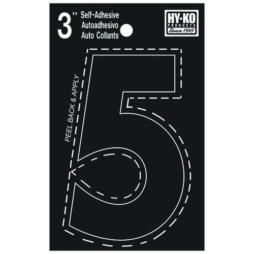 30400 Series Die-Cut Number, Character: 5, 3 in H Character, Black Character, Vinyl - pack of 10