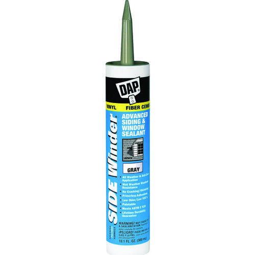 Siding and Window Sealant, Medium Gray, 24 hr Curing, -35 to 140 deg F, 10.1 oz Cartridge