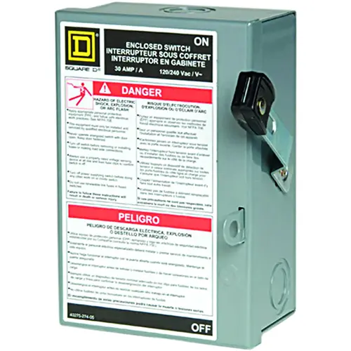 Safety Switch, 2 -Pole, 30 A, 240 V, DPST, Lug Terminal