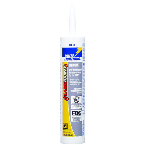White Lightning W44117010 FLAME BUSTER Silicone Sealant, Red, -20 to 122 deg F, 10 oz Cartridge