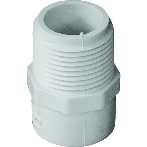 Lasco 436101BC Reducing Pipe Adapter, 3/4 x 1/2 in, MPT x Slip, PVC, White, SCH 40 Schedule